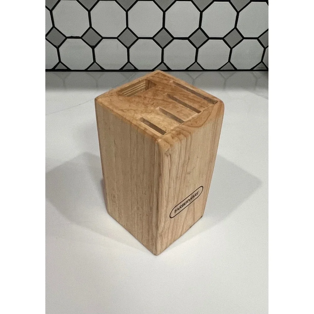 Farberware Wooden Knife Block 6 Slot Kitchen Cutlery Storage Organizer Natural